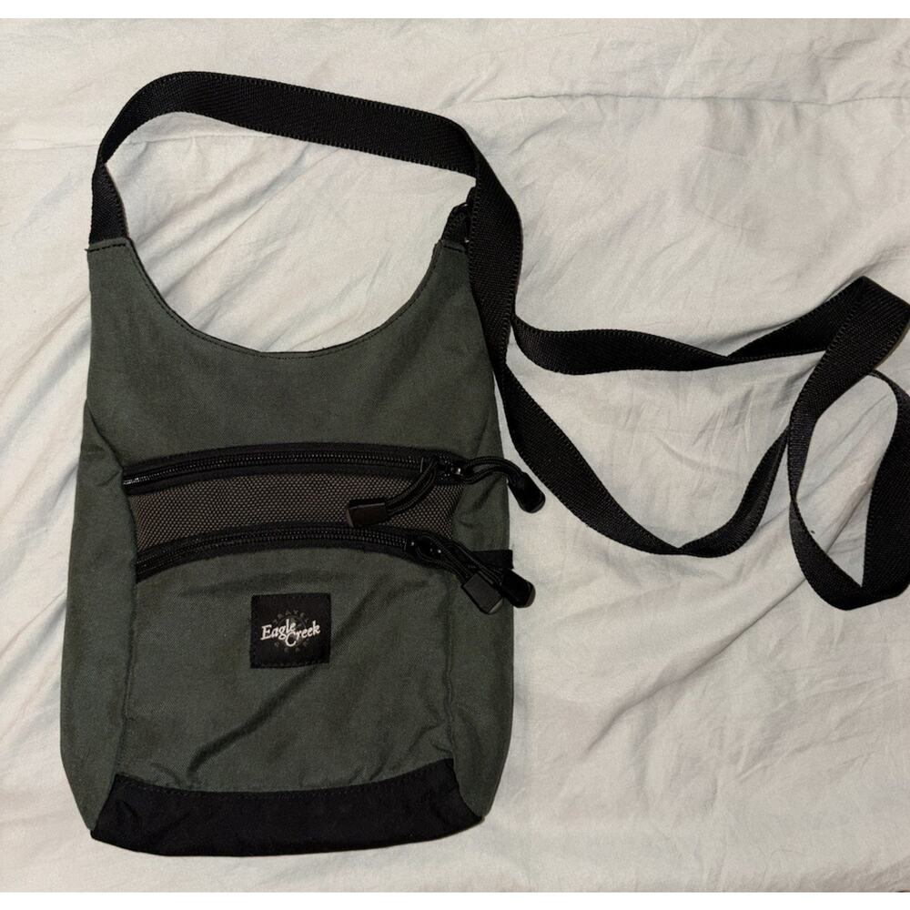 Vintage Eagle Creek Crossbody Travel Bag Olive Green Utility Organizer 90s Retro